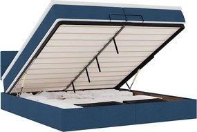 vidaXL Οθωμανικό κρεβάτι με στρώματα &amp; LEDs Μπλε 200x200cm ύφασμα