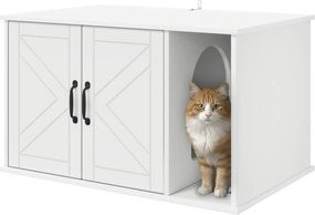 vidaXL Σπίτι Γάτας Λευκό 85 x 55 x 50 εκ. Επεξεργασμένο ξύλο