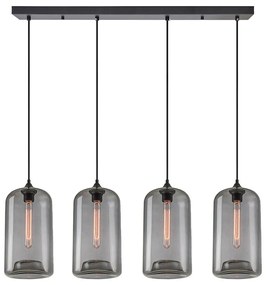 Φωτιστικό Οροφής - Ράγα Feint 77-8784 92x18x300cm 4xE27 60W Black-Smoke Homelighting