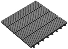 vidaXL Συνθετικό Πλακάκι WPC 30x30cm 11τμχ 1m2 Γκρι