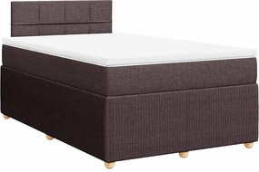 vidaXL Κρεβάτι Boxspring με Στρώμα Σκούρο Καφέ 120x200 εκ. Υφασμάτινο