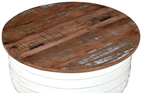 vidaXL Τραπεζάκι Σαλονιού Σχήμα Βαρελιού Λευκό Μασίφ Ανακυκλωμένο Ξύλο