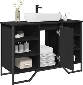 vidaXL Ντουλάπι Νιπτήρα Μπάνιου Μαύρο 91x35x60 εκ. Επεξεργασμένο Ξύλο