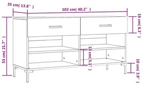 Παπουτσοθήκη Μαύρη 102 x 35 x 55 εκ. από Επεξεργασμένο Ξύλο - Μαύρο