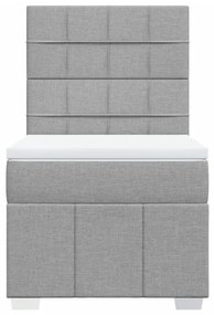 VidaXL Κρεβάτι Boxspring με Στρώμα Ανοιχτό Γκρι 90x200 εκ. Υφασμάτινο