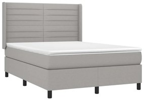 vidaXL Κρεβάτι Boxspring με Στρώμα &amp; LED Αν.Γκρι 140x190εκ. Υφασμάτινο