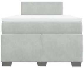 vidaXL Κρεβάτι Boxspring με Στρώμα Ανοιχτό Γκρι 120x190 εκ. Βελούδινο