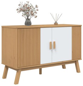 vidaXL Μπουφές OLDEN Λευκό &amp; Καφέ 114x43x73,5 εκ. Μασίφ Ξύλο Πεύκου