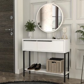 Κονσόλα με καθρέπτη Suzy Megapap χρώμα λευκό 90x29,6x76εκ.-GP042-0261,2