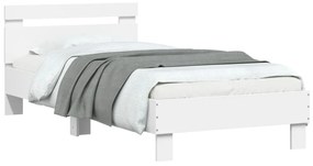 vidaXL Πλαίσιο Κρεβατιού με Κεφαλάρι & λυχνίες LED Λευκό 75 x 190 εκ.