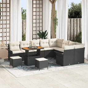 vidaXL Σετ Καναπέ Κήπου 12 pcs Μαύρο, Κρέμα 90 x 55 x 71 cm
