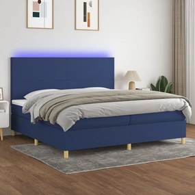 ΚΡΕΒΑΤΙ BOXSPRING ΜΕ ΣΤΡΩΜΑ &amp; LED ΜΠΛΕ 200X200 ΕΚ. ΥΦΑΣΜΑΤΙΝΟ 3135307