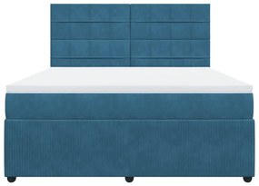 vidaXL Κρεβάτι Boxspring με Στρώμα Μπλε 180x200 εκ. Βελούδινο