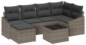 vidaXL Σετ Καναπέ Κήπου 7 pcs Γκρι Πολυ ράταν