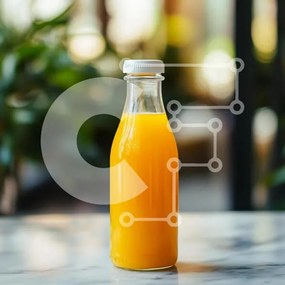 Σετ των 2 Intra Συλλεκτικό Ξύλινο Παζλ Plywood  4mm - Γυάλινο μπουκάλι φρέσκο ​​χυμό πορτοκαλιού Σε Ξύλινο Κουτί - Διαστάσεις: 10x10 cm – 25 κομμάτια