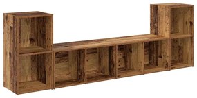 vidaXL Σετ επίπλου τηλεόρασης 4 pcs Παλαιό ξύλο 37 x 35 x 72 εκ.