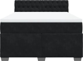 vidaXL Κρεβάτι Boxspring με Στρώμα Μαύρο 160x200 εκ. Βελούδινο
