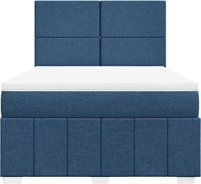 vidaXL Κρεβάτι Boxspring με Στρώμα Μπλε 140x190 εκ. Υφασμάτινο