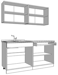 Σύνθεση Κουζίνα Dalila 160 Γκρί Δρύς - Λευκό 160*51,5*206,5 εκ.