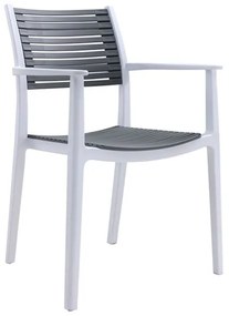 WOODWELL AKRON Πολυθρόνα PP-UV Άσπρο - Γκρι 60x55x85cm Ε350,12