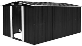 vidaXL Αποθήκη Κήπου Ανθρακί 257 x 392 x 181 εκ. από Μέταλλο