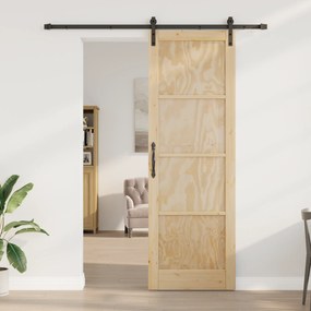 vidaXL Συρόμενη Πόρτα με Σετ Εξαρτημάτων 78x232 εκ Solid Ξύλο Πεύκου