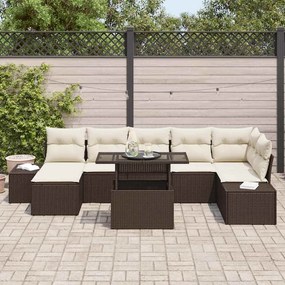 vidaXL Σετ Καναπέ Κήπου με αποθήκευση 8 pcs Καφέ Πολυ ράταν