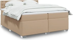 vidaXL Κρεβάτι Boxspring με Στρώμα Καπουτσίνο 200x200εκ.από Συνθ.Δέρμα