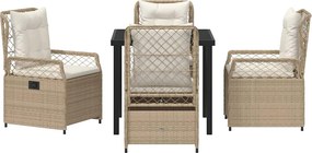 vidaXL Σέτ φαγητού για κήπο 5 pcs Μπεζ και Κρέμ συνθετικό ρατάν