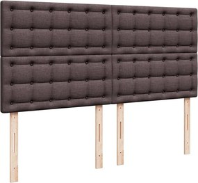 vidaXL Κρεβάτι Boxspring με Στρώμα Σκούρο Καφέ 200x200 εκ. Υφασμάτινο