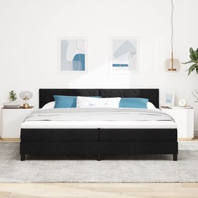 vidaXL Box Spring Κρεβάτι με Στρώμα & LED Μαύρο 200x200 εκ Ύφασμα