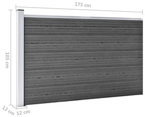 Σετ Πάνελ Περίφραξης Μαύρο 872 x 105 εκ. από WPC - Μαύρο