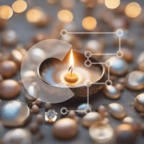 Intra Συλλεκτικό Ξύλινο Παζλ Plywood  4mm - Αναμμένο κερί με χρυσές και ασημένιες χάντρες Σε Ξύλινο Κουτί - Διαστάσεις Puzzle: 10x10 cm – 25 κομμάτια