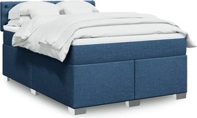 vidaXL Κρεβάτι Boxspring με Στρώμα Μπλε 160x200 εκ. Υφασμάτινο