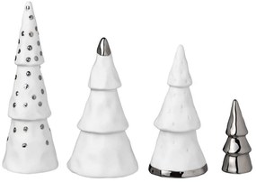 Χριστουγεννιάτικα Διακοσμητικά Δεντράκια Winter Forest (Σετ 4Τμχ) LBTRD0088683 Φ5,3x15,2cm White-Sil