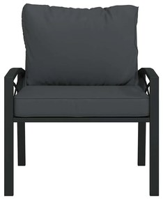 vidaXL Καρέκλα Κήπου 68 x 76 x 79 εκ. Ατσάλινη με Γκρι Μαξιλάρια