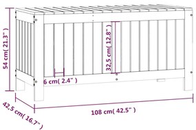 Κουτί Αποθήκευσης Κήπου Μαύρο 108x42,5x54 εκ. Μασίφ Ξύλο Πεύκου - Μαύρο