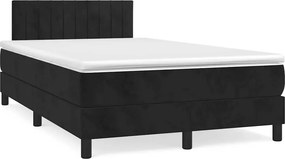 vidaXL Κρεβάτι Boxspring με Στρώμα Μαύρο 120x190 εκ. Βελούδινο