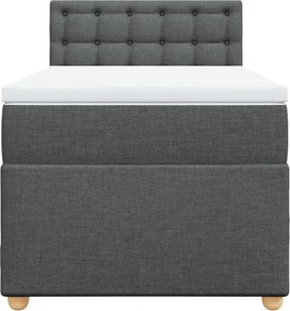 vidaXL Κρεβάτι Boxspring με Στρώμα Σκούρο Γκρι 90x190 εκ. Υφασμάτινο