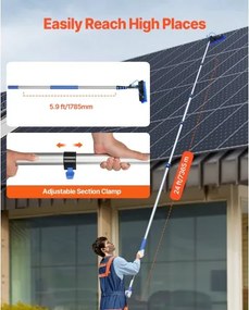 VEVOR Water Fed Pole Kit 7.3m Solar Panel Cleaning Pole with Extendable Handle
