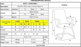 BF3300V Πολυθρόνα Γραφείου Επισκέπτη, Μέταλλο Βάση Χρώμιο PU Μαύρο   2τμχ