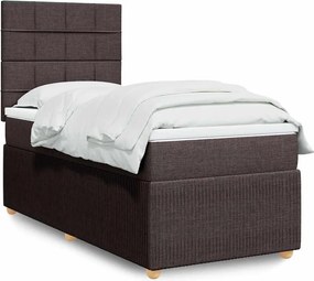 vidaXL Κρεβάτι Boxspring με Στρώμα Σκούρο Καφέ 80x200 εκ. Υφασμάτινο