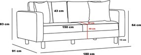 Διθέσιος Καναπές Berlin - Χρώμα Ανθρακί Μαύρο - 180x92x83εκ