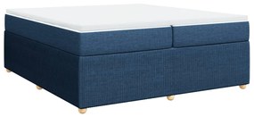 vidaXL Κρεβάτι Boxspring με Στρώμα Μπλε 200x200 εκ. Υφασμάτινο