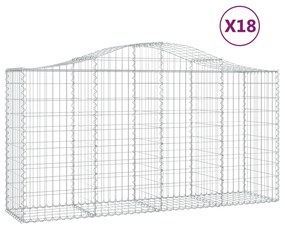 vidaXL Συρματοκιβώτια Τοξωτά 18 τεμ. 200x50x100/120 εκ. Γαλβαν. Ατσάλι