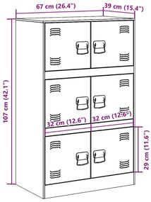 Μπουφές Ανθρακί 67x39x107 εκ. από Ατσάλι - Ανθρακί