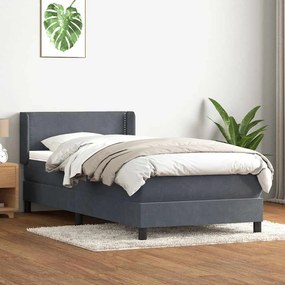 BOX SPRING ΚΡΕΒΑΤΙ ΜΕ ΣΤΡΩΜΑ ΣΚΟΥΡΟ ΓΚΡΙ 100X220 ΕΚ. ΒΕΛΟΥΔΙΝΟ 3318064