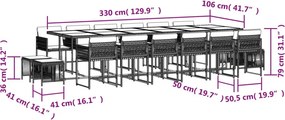 vidaXL Σετ Τραπεζαρίας Κήπου 17 τεμ. Γκρι από Συνθ. Ρατάν με Μαξιλάρια