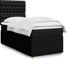 vidaXL Κρεβάτι Boxspring με Στρώμα Μαύρο 90x190 εκ.Υφασμάτινο