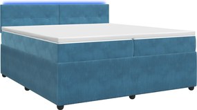 vidaXL Κρεβάτι box spring με στρώμα Μπλε 200 x 200 cm Βελούδο